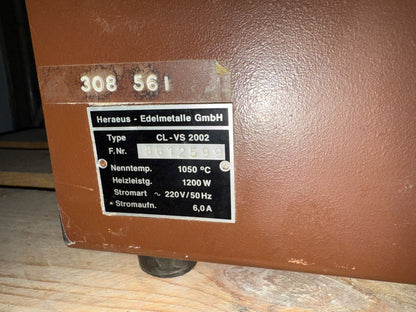 Laborofen Heraeus CL-VS 2002 – bis 1050 °C