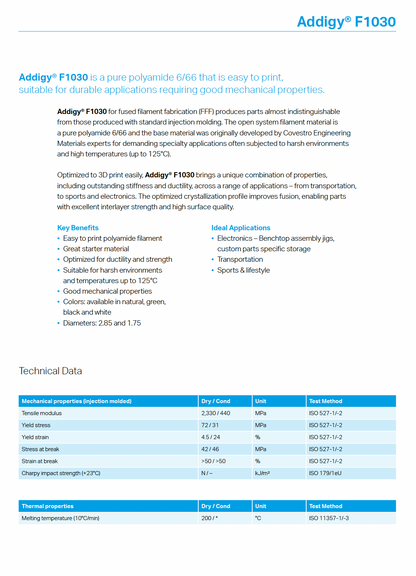 Covestro Filamentrolle Addigy F1030 Natural 1,75mm